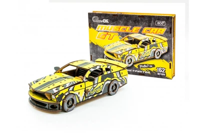 3D Пазл Из Дерева Механический PuzzleOK Ford Mustang GT Желтый 162 детали