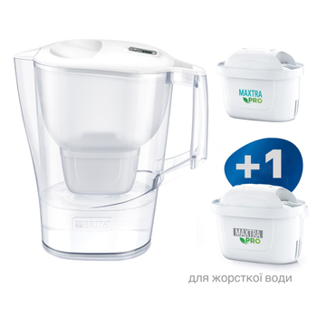 Фильтр для питьевой воды Brita Aluna 2,4 л Белый с картриджами Maxtra Pro 1 шт + Maxtra Pro Hard Water 1 шт