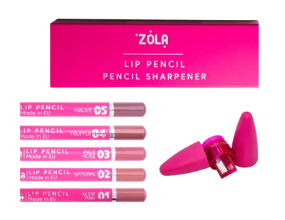 Пенал з точилкою та олівцями для губ Zola