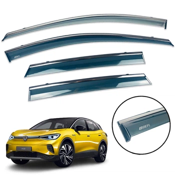 Дефлектори вікон (вітровики) DEFL для Volkswagen ID.4 2021+ з хром полоскою накладні 4 шт.