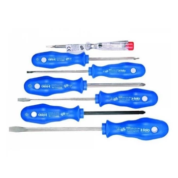 Набор отверток слесарных Felo 4,0х100/5,5х125/8,0х150/PZ2x100/PH1x80/PH2x100+тестер 150-250 В CrMoV сталь 80097198 (14901)