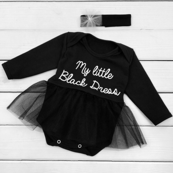 Боді сукня для дівчинки з пов'язкою My black dress 86 см Чорний