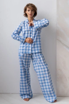 Пижама Forli Пижамный костюм из хлопка с брюками Blue Plaid XL/XXL HL0073-29-69_XL/XXL