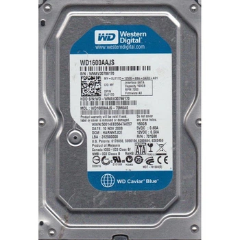 Жесткий диск Western Digital 160Gb 7200rpm 8MB (WD1600AAJS-08L7A0) 3.5" SATAII Б/У