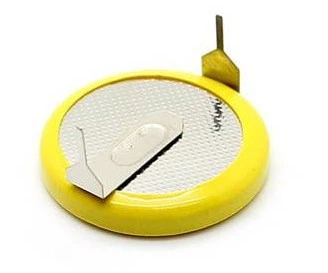 Аккумулятор дисковый Li-Ion LIR2032-VBY2 с выводами 1x1 перпендикулярно, 3.6V, 40mAh