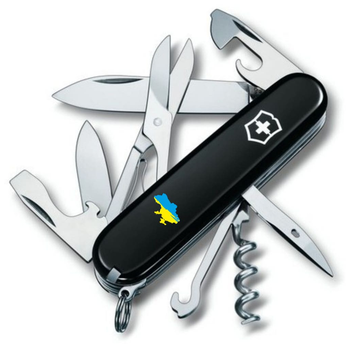 Нож Victorinox Climber Ukraine Black Карта України Жовто-Блакитна (1.3703.3_T1166u)