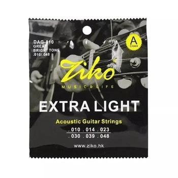 Струни для акустичної гітари ziko .010-.048 (3 медіатори в комплекті)