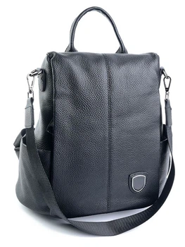 Сумка рюкзак жіноча з натуральної шкіри Leather Чорна 32x30x16 см (LB-100102)