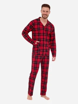 Піжама (сорочка + штани) чоловіча великих розмірів бавовняна Cornette Mens sleepwear 905-277 В24 2XL Червоний/Чорний (5902458244874)