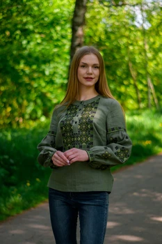 Сорочка вишиванка жіноча Vyshyvanka 42 Хакі 4597