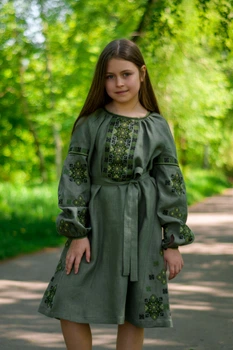 Сукня на дівчинку Vyshyvanka 122 Хакі 4355