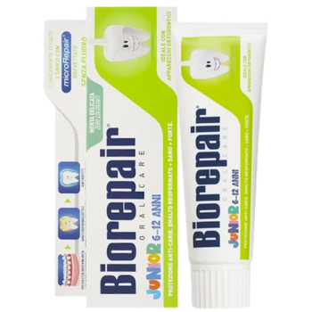 Зубная паста Протикариозная Biorepair Junior Для детей 6-12 лет (0 ppm) (Вкус - Мята) (75 мл.)