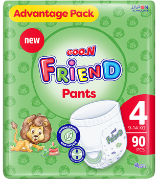 Трусики-подгузники Goo.N Friend для детей 9-14 кг Размер 4 90 шт (F1010117-004) (8697404380818)