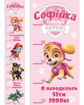 Ростомір іменний Щенячий патруль вініловий HeyBaby 1044 українською мовою рожевий