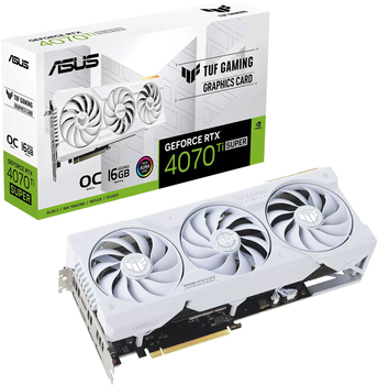 Відеокарта ASUS PCI-Ex GeForce RTX 4070 Ti Super TUF Gaming White OC Edition 16GB GDDR6X (256bit) (2670/21000) (2 x HDMI, 3 x DisplayPort) (90YV0KF2-M0NA00)