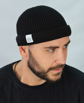 Шапка бини мужская вязаная «Монатик» размер 56-59 Braxton черный (752W)