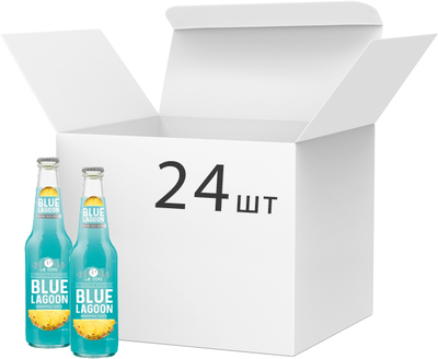 Упаковка слабоалкогольного газованого коктейлю A. Le Coq Blue Laqoon 4.7% 0.33 л х 24 шт. (4740098090601)