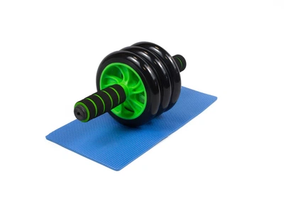 Ролик для пресу EasyFit з ковриком Зелений (3 колеса)