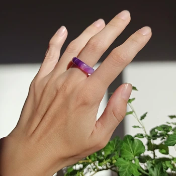 Кольцо из натурального камня Агат фиолетовый h-6мм 17,5 и 18 р-р