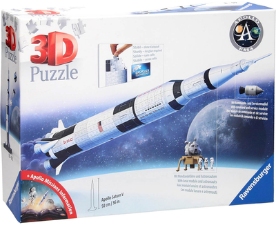 3D Пазл Ravensburger Ракета Аполлон Сатурн V 92 x 16 x 16 см 504 деталі (4005556115457)