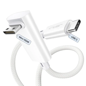 ​Кабель JSAUX Type-C to mini HDMI Right Angle 4K@30Hz/2K@60Hz/1080P (Long Side Toward Screen) 0.9м белый