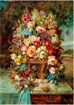 Puzzle Enjoy Hans Zatzka Kwiaty w martwej naturze z niebieską sikorką 68 x 48 cm 1000 elementów (5949194015184)