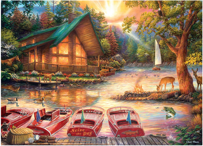 Puzzle Masterpieces Rozświetlona chata nad jeziorem 68 x 49 cm 1000 elementów (0705988719059)