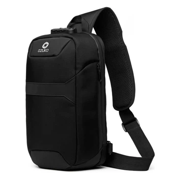 Рюкзак городской-антивор однолямочный Ozuko 9270 9л с кодовым замком с USB Black (16209)