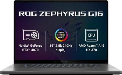 Ноутбук ASUS ROG Zephyrus G16 AMD Ryzen AI 9 HX 370 32Gb/2Tb RTX4070 Win11P GA605WI-NEBULA022W