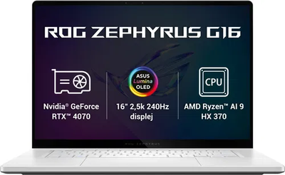 Ноутбук ASUS ROG Zephyrus G16 AMD Ryzen AI 9 HX 370 32Gb/2Tb RTX4070 Win11P GA605WI-NEBULA016W
