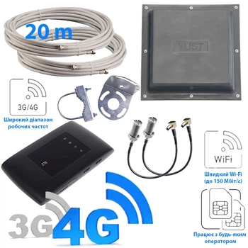 Комплект 3G/4G интернет ZTE MF920U black антенна mimo + кабель 20м + переходники 2xTS9/F (TF-KIT-4G3412)