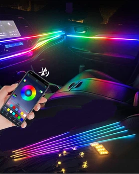 Декоративне підсвічування салону авто набір 18в1 Rgb з Bluetooth управлінням