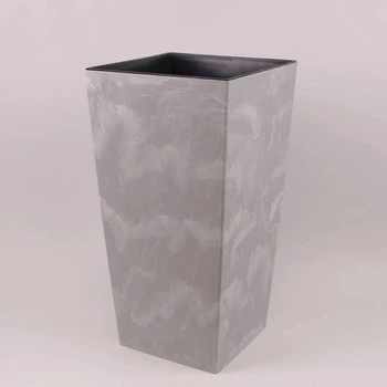 Горщик пластмасовий із вкладом Flora Urbi Square Beton Effect бетон 14х14см