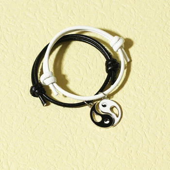 Элегантные парные браслеты Инь-Янь с восточной символикой для друзей, регулируемые от 14 до 30 см