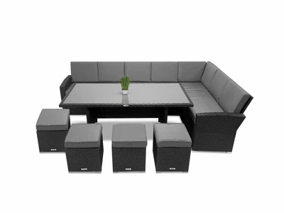 Набор садовой мебели Just Relax MILANO LONG Графитовый 803 R Правый угол (Диван, Стол, 4 Пуфа)