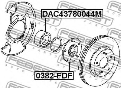 Підшипник колісний Febest (DAC43780044M)