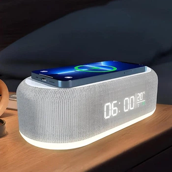 Док станция зарядка беспроводная Qi Fast Wireless Charger YZ-6 |15W, часы, будильник|