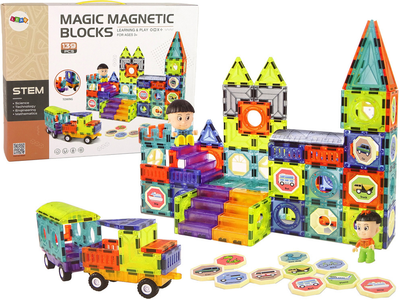 Klocki magnetyczne Leantoys 3D Buildings Zamek 139 elementów (5905515351027)