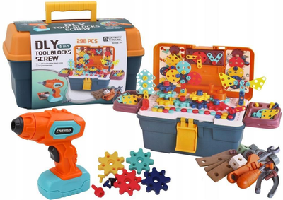 Klocki konstrukcyjne LEAN Toys Puzzle 3D w skrzynce 298 elementów (5905991007807)