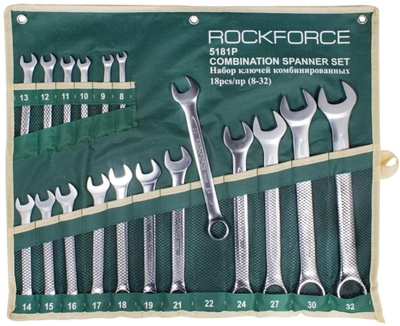 Набор комбинированных ключей Rock Force 18 пр. (8-32 мм) на холсте (RF-5181)