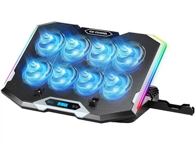 Охлаждающая подставка для ноутбука до 17.3 дюймов Ice Coorel K-10 8xfans 2xUSB LCD RGB