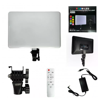 Лампа видеосвет LED RGB PM-36 светодиодная прямоугольная 36x25 cm 352 Lights 3000K-6500K Remote Adapter