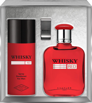 Zestaw Woda toaletowa męska Evaflor Whisky Red 100 ml + Dezodorant 150 ml + klip na pieniądze (3509169930816)