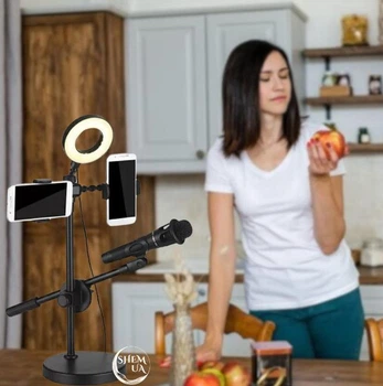 Кольцевая Led лампа Youtuber с подставкой для микрофона и телефона ZZKR