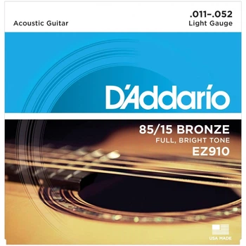 Струны для акустической гитары D'Addario EZ-910 bronze 85/15 Light Tension 11/52