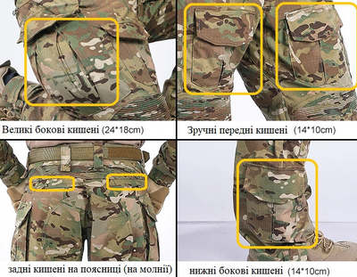 Тактичні штани IDOGEAR Gen3 Combat гармошка розмір L мультикам з наколінниками