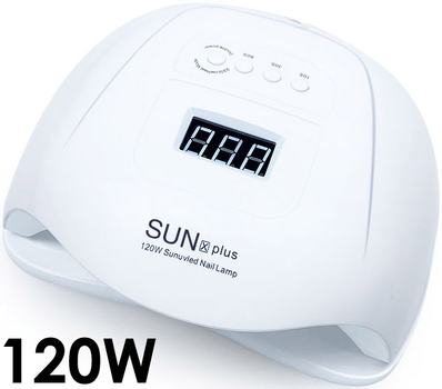 Лампа для маникюра Nail Lamp SUN X Plus 120W для покрытия ногтей гель лаком, гелем UV/LED White