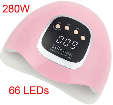 Професійна лампа для манікюру Nail Lamp SUN X 15 MAX 280W UV/LED для покриття нігтів гель лаком, рожевий гелем