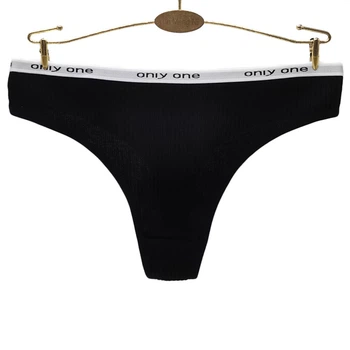 Жіночі трусики в рубчик труси Honey Fashion Accessories S/M чорний (2-286)