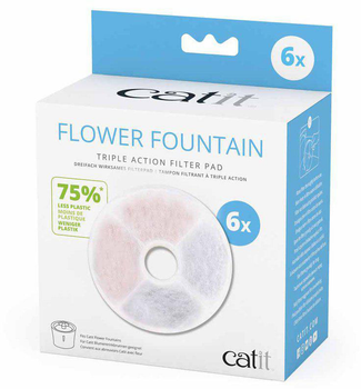 Набір фільтрів Catit Triple Action Filter Pad Flower Fountain 6 шт 1.5 л White (0022517437391) (955555906566854) - Уцінка